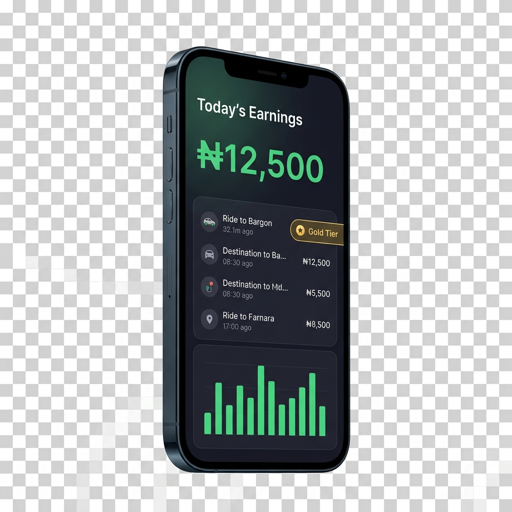 CaRide driver app showing earnings dashboard